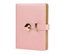 esmen Heart-Shaped Lock Notebook Diary Set, 288 Pages 100g Thick Paper, Gold-Edged with Textured Ribbon and Pocket(Rose)