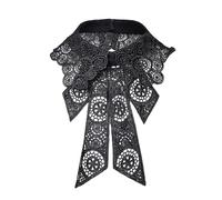 esmen Lace Floral Fake Collar Detachable Dickey Double Layer Hollow Edge Black White for Blouses and Dresses(Nero)