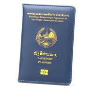 esmen Laos Passport Holder Protective Cover Unisex Bag Leather Short Business Durable Case(Donker Blauw)