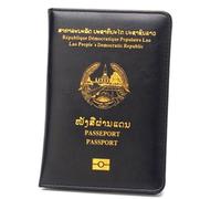 esmen Laos Passport Holder Protective Cover Unisex Bag Leather Short Business Durable Case(Nero)