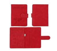 esmen Leather Passport Holder,Travel Boarding Pass,Waterproof Wallet Cover Case RFID Blocking Card Slot for(Rot)