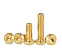 esmen M6 10Pcs Brass Hex Socket Round Pan Head Screw Titanium Gold Plated Allen Bolts Metal Self Tapping Screws