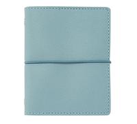 esmen Mini Loose-Leaf Notebook, PU Leather Cover with Straps and Pockets, 50 Blank Refills, Portable Travel Stamp Journal(Blu)
