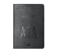 esmen Netherlands Passport Protection Cover ID Clip Cowhide Retro Boarding Ticket Card Wallet Holder Travel Document(Nero)