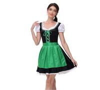 esmen Oktoberfest Maid Costume Short-Sleeve Beer Dress with Apron Green Red Performance Outfit Sizes S-XXL(Grn,XXL)