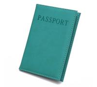 esmen Passport Holder Leather Cover Simple Thin Ticket Thief-Proof Document Organizer(Lake Blue)