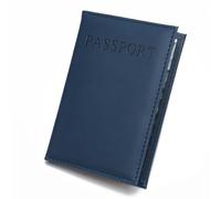 esmen Passport Holder Leather Cover Simple Thin Ticket Thief-Proof Document Organizer(Navy Blue)