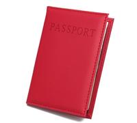 esmen Passport Holder Leather Cover Simple Thin Ticket Thief-Proof Document Organizer(Rot)