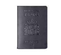 esmen Spanish Passport Holder Document Cowhide Retro Boarding Card Wallet Book Set Cover(Nero)