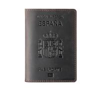 esmen Spanish Passport Holder Document Cowhide Retro Boarding Card Wallet Book Set(Nero)