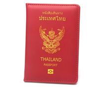 esmen Thailand Passport Holder Leather Short Book Protective Shell Case Business ID Card(Rot)