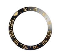 esmen UAE 38mm Ceramic Scale Bevel Bezel,Ring Black Base Gold Digit Watch Bezel Replacement Insert for Watchmaker Accessory Watch Assembly
