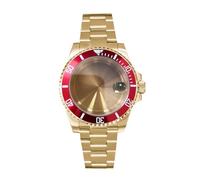 esmen UAE PVD Gold-Plated Stainless Steel Case with Steel Strap, 40mm Sapphire Magnifying Glass for NH35/NH36 Movement Repair Tools & Kits(Rot)