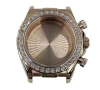 esmen UAE VK63 Movement Colored Diamond Case with Sapphire Crystal, Compatible with 29.5mm Dial Modding Accessories Repair Tools & Kits(White Rose)