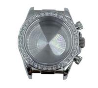 esmen UAE VK63 Movement Colored Diamond Case with Sapphire Crystal, Compatible with 29.5mm Dial Modding Accessories Repair Tools & Kits(White Silver)