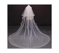esmen Veil Horsehair Edge Long Wedding Veil 2 Tiers Cathedral Bridal Veil with Comb 3 Meters Cover Face Veil Wedding Accessories (White, Ivory) Bride Headdress