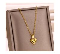 ESMENATZLS Fashion Necklaces Woman Stainless Steel Love Heart Pendant Necklaces Virgin Girls Jewelry Rose Gold Color Chain Link(15)