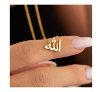 ESMENATZLS Personalized Letter Love Necklaces Women Jewelry Stainless Steel Allah Pendant(Silver,Allah In Arabic)