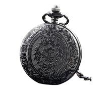ESMENATZLS Silver Quartz Pocket Watch Fashion Necklace Pendant Chain Jewelry Gift Steampunk Clock for Men Women(Black)