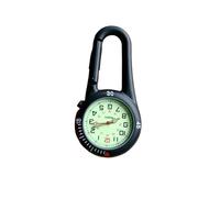 ESMENATZLS Unisex Climbing Carabiner Clip Quartz Pocket Watches Keychain Hanging Luminous Clock for Women Mens Nurse Doctor Students Gifts(Black)