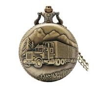 ESMENATZLS Vintage Bronze Classic Car Design Quartz Pocket Watch Men's Souvenir Gift Collection