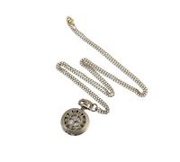 ESMENATZLS Vintage Pocket Small Watch Steampunk Quartz Watch with Chain Hollow Heart Cover Necklace Bronze Color Alloy Clock Men Gift(Bronze)