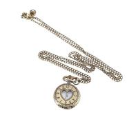 ESMENATZLS Vintage Pocket Small Watch Steampunk Quartz Watch with Chain Hollow Heart Cover Necklace Bronze Color Alloy Clock Men Gift(Love Heart)