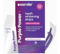 esmile Purple Teeth Whitening Strips V34 with Pap, 28 Strips, Mint | The purple pigment corrects yellow straight away, PAP lightens the shade across three weeks. No peroxide.