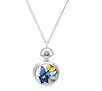 ESmoda Lady Locket Pendant Quartz Pocket Watch Necklace Chain Vintage Butterfly [Watch]
