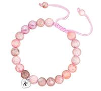 Esmoly Natural Stone Crystal Healing Bracelet for Women Ladies Heart Initial Letter Pink Zebra Stone Bead Bracelet Gifts for Women Girls (Silver R)