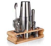 Esmula Bartender Kit with Stand, 12 Piece 20oz/25oz Cocktail Shaker Set for Mixed Drink, Professional Stainless Steel Bar Tool Set with Cocktail Recipes Bookle, Gift for Man Dad Friend