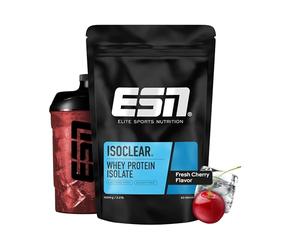 ESN ISOCLEAR Whey Isolate Protein Powder, Fresh Cherry, 1000 g, 33 Servings, Protein Drink with a Delicious Fruity Taste, Clear whey - Lactose Free and Made in Germany