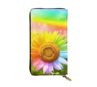 ESNAIUVCD 3D Colorful Sunflower Print Genuine Leather Women's,Men's Wallets,Multi-Functionclutch Purse,Zip Around Large Travel â€‹Mobile Phone Long â€‹Money Purses