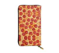 ESNAIUVCD 3D Pizza Pepperoni Print Genuine Leather Women's,Men's Wallets,Multi-Functionclutch Purse,Zip Around Large Travel â€‹Mobile Phone Long â€‹Money Purses