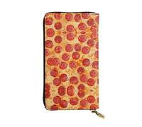ESNAIUVCD 3D Pizza Pepperoni Print Genuine Leather Women's,Men's Wallets,Multi-Functionclutch Purse,Zip Around Large Travel â€‹Mobile Phone Long â€‹Money Purses