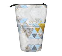 ESNAIUVCD Abstract Geometric Pattern Print Personalized Retractable Pencil Case, Custom Signature Name Pencil Pouch for Students Kids Adults for School Office