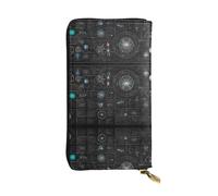 ESNAIUVCD Abstract Science Chemistry Illustration 3D Print Genuine Leather Women's,Men's Wallets,Multi-Functionclutch Purse,Zip Around Large Travel â€‹Mobile Phone Long â€‹Money Purses
