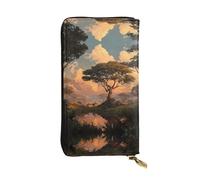 ESNAIUVCD African Savanna Print Genuine Leather Women's,Men's Wallets,Multi-Functionclutch Purse,Zip Around Large Travel Mobile Phone Long Money Purses