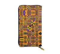 ESNAIUVCD African Weaving Print Genuine Leather Women's,Men's Wallets,Multi-Functionclutch Purse,Zip Around Large Travel â€‹Mobile Phone Long â€‹Money Purses