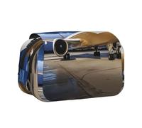 ESNAIUVCD Airplane in The Evening Light Print Large Capacity Double Layer Pen Bag,Suitable for Boys, Girls and Adults,This Office Pen Bag with Compartment Design