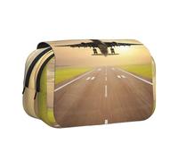 ESNAIUVCD Airplane Print Large Capacity Double Layer Pen Bag,Suitable for Boys, Girls and Adults,This Office Pen Bag with Compartment Design