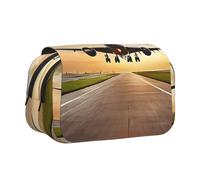 ESNAIUVCD Airplane Print Large Capacity Double Layer Pen Bag,Suitable for Boys, Girls and Adults,This Office Pen Bag with Compartment Design
