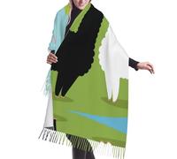 ESNAIUVCD Alpaca Print Women'S Shawl Scarf, Fashionable Trendy Winter Large Warm Cashmere Tassel Scarf