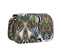 ESNAIUVCD Animal Feather Print Large Capacity Double Layer Pen Bag,Suitable for Boys, Girls and Adults,This Office Pen Bag with Compartment Design