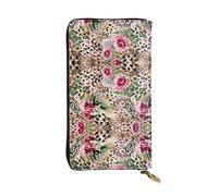 ESNAIUVCD Animal Tiger Leopard Print Rose Flower Print Genuine Leather Women's,Men's Wallets,Multi-Functionclutch Purse,Zip Around Large Travel â€‹Mobile Phone Long â€‹Money Purses