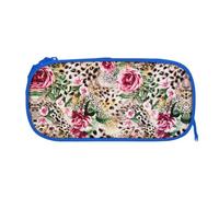 ESNAIUVCD Animal Tiger Leopard Print Rose Flower Print Zipper Large Pencil Case,Durable Stationery Pencilcase Bag,Multifunctional Pencilcase Bag Penbag for School College Office Adult Girls and Boys