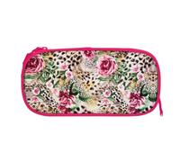 ESNAIUVCD Animal Tiger Leopard Print Rose Flower Print Zipper Large Pencil Case,Durable Stationery Pencilcase Bag,Multifunctional Pencilcase Bag Penbag for School College Office Adult Girls and Boys