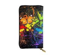 ESNAIUVCD Art Graffiti Butterflies Print Print Genuine Leather Women's,Men's Wallets,Multi-Functionclutch Purse,Zip Around Large Travel ​Mobile Phone Long ​Money Purses