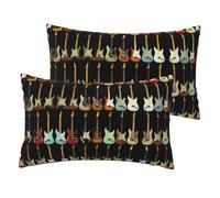 ESNAIUVCD Art Guitar Pattern Print Double Sided Rectangular Cushion Cover,Pillow Cases Breathable Pillow Cover For Hotel Home Bed Decorative(2pcs)