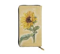 ESNAIUVCD Art Sunflower Print Genuine Leather Women's,Men's Wallets,Multi-Functionclutch Purse,Zip Around Large Travel ​Mobile Phone Long ​Money Purses
